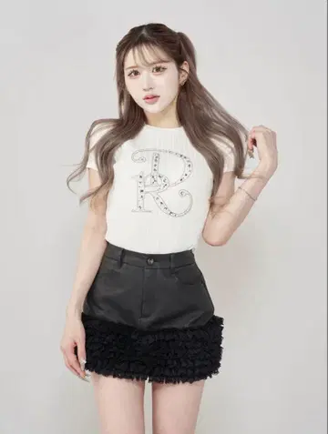 Darich DR 비쥬 리브 니트 탑 화이트