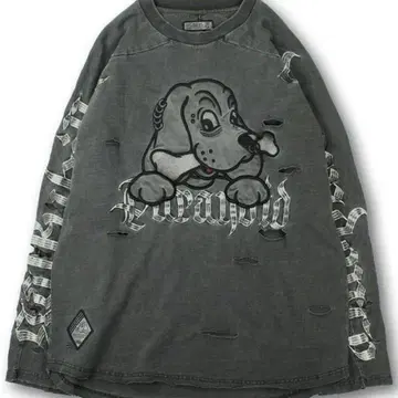 GALFY (갈피) 병에 물든 롱 Tee INK BLACK