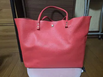 크림 컴퍼니 가죽 토트백 빨간색