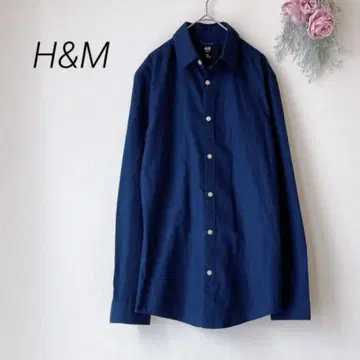 슬림핏 (S) 셔츠 H&M 에이치앤엠 긴팔 셔츠 네이비