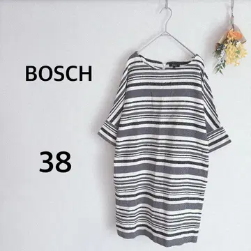 보쉬 BOSCH 튜닉 원피스 오부 소매 보더 무릎 기장 캐주얼