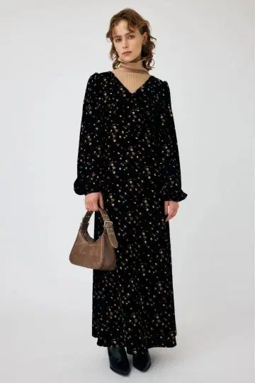 moussy FLORAL PRINT VELOUR 드레스