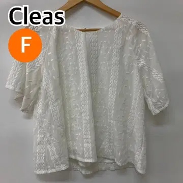 Cleas 상의 반팔 블라우스 티셔츠 화이트 F [ CT1166 ]