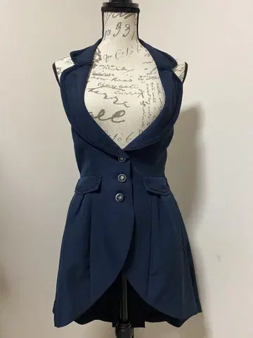 엑시즈팜/axes femme/홀터 롱 베스트/네이비(네이비 컬러)