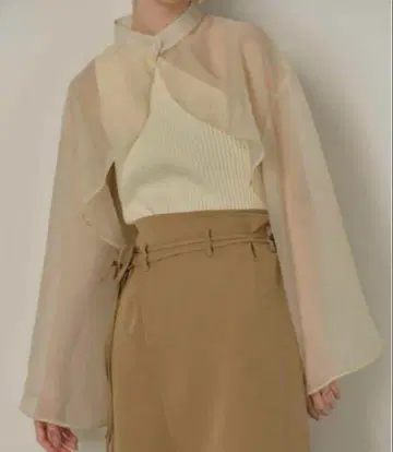 eaphi Flare sleeve sheer cape blouse