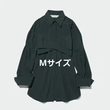 GU/rokh 콜라보/뷔스티에 콤비네이션 셔츠 M 다크 그린/로쿠