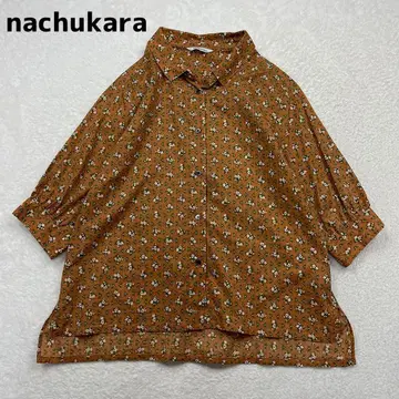 nachukara 꽃무늬 프린트 셔츠 올 패턴 브라운 나츄카라