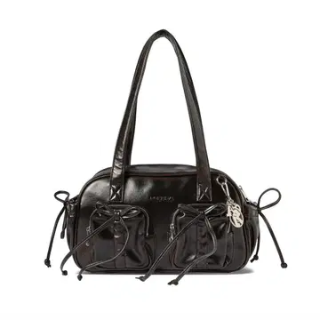 LEATHER POCKET SHIRRING RIBBON BAG