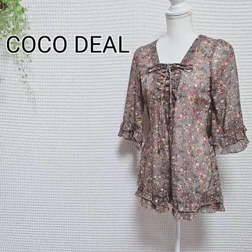 COCO DEAL 꽃무늬 리본 포함 튜닉 반팔