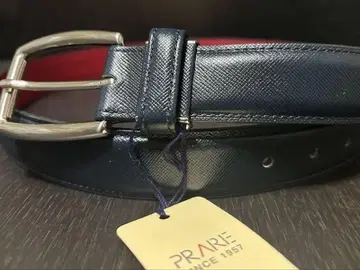 PRARIE 프렐리 네이비 레드 가죽 벨트 미사용 새상품 택 포함