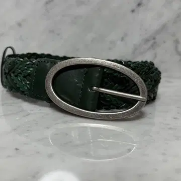 90s Italy 빈티지 벨트 그린 그린 천연 가죽 가죽 메쉬