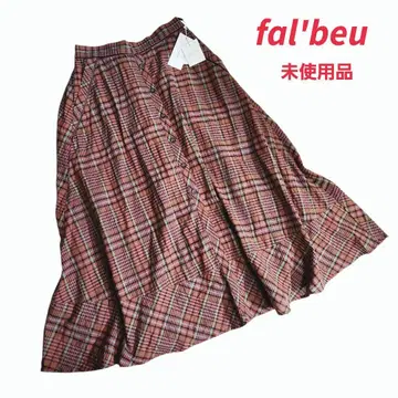 fal'beu 체크 무늬 코튼 소재 롱 기장 플레어 스커트 84602