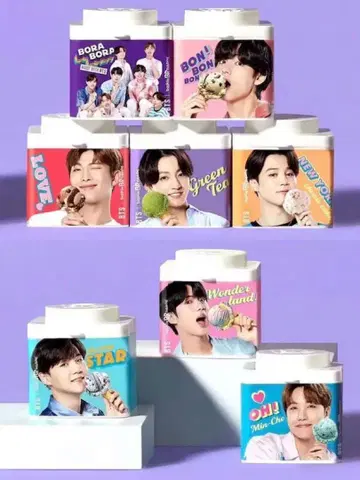 한국 한정판 공식 콜라보 BTS 서티원 아이스크림 박스 배스킨라빈스
