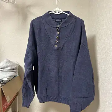 80s 90s Lands' End 헨리넥 스웨터 퍼플네이비