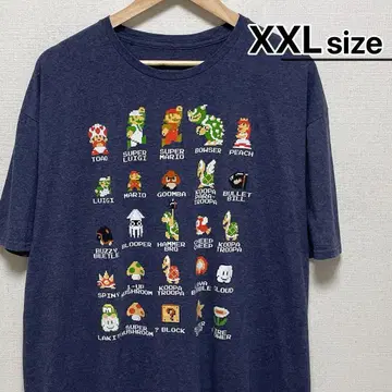 슈퍼 마리오 브라더스 티셔츠 2XL 네이비 닌텐도 USA 구제 의류