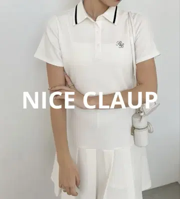 NICE CLAUP 로우웨스트 플리츠 미니 원피스 아이보리