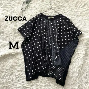 주카 ZUCCa 믹스 도트 티셔츠 블랙 네이비 컬러 일본제 M