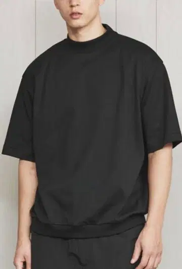 더블 코튼 모크넥 티셔츠