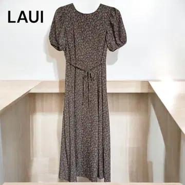LAUI 꽃무늬 반팔 원피스 브라운 S 사이즈