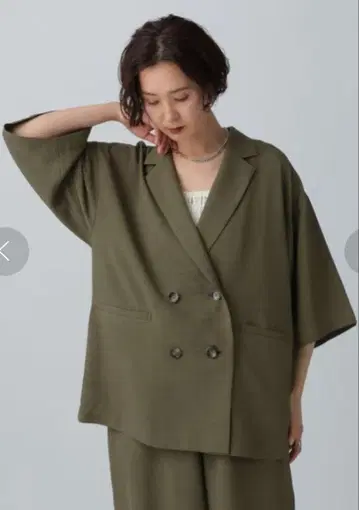 LEPSIM 렙심 린넨 라이크 드라이 루즈 W5부 소매 자켓 모카키