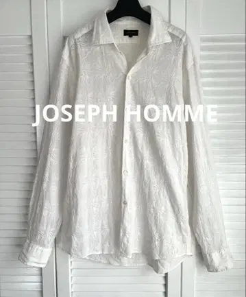 JOSEPH HOMME 오픈 카라 자수 긴팔 셔츠 아이보리