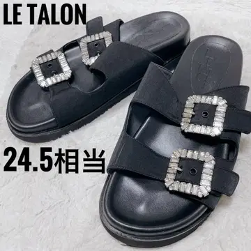 루타론 비쥬 샌들 더블 스트랩 버클 보석 블랙 여름