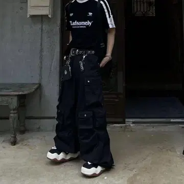 00s 아카이브 배기 팬츠 y2k K-스타일 나일론 펑크 sk8