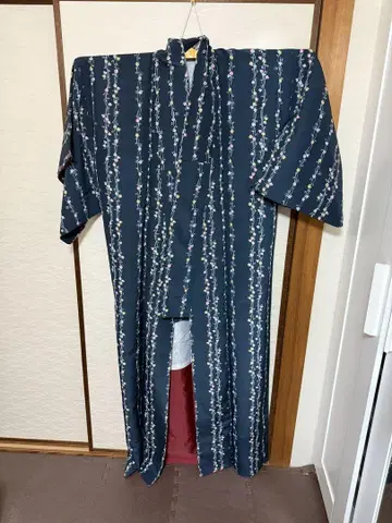 짙은 녹색 칡 패턴 코몬 워셔블 기모노
