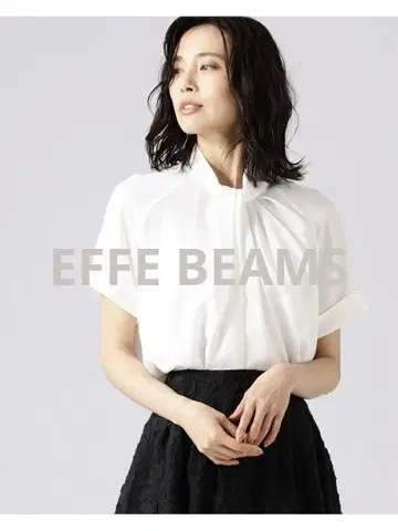 EFFE 빔즈 / 스트레치 턱 타이 블라우스 화이트 36 반팔