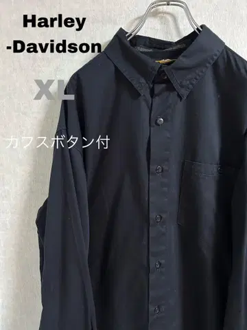 00's 할리데이비슨 블랙 셔츠 XL 커프스 단추 포함