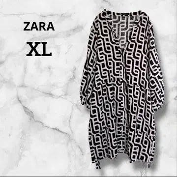 ZARA 자라 기하학 패턴 긴팔 무릎 기장 원피스 XL 코디의 주인공!