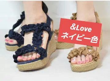 앤드러브 웨지솔 샌들 네이비 M & Love