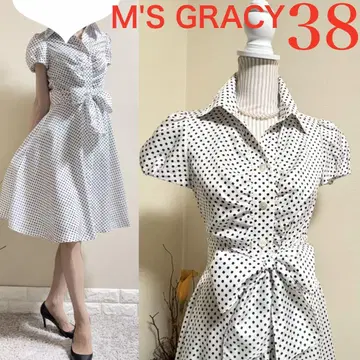 M'S GRACY 엠즈 그레이시 리본 도트 원피스 38 화이트 SM