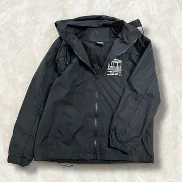 90's 빈티지 나일론 자켓 블랙 자수 후드 탈부착
