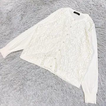 DAMA 다마 컬렉션 캐시미어 실크 혼방 꽃무늬 자수 레이스 가디건 3L