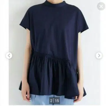 [새상품급] PLST 플라스테 코튼 페플럼 T셔츠 네이비