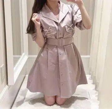 evelyn 트렌치 셔츠 원피스 반팔
