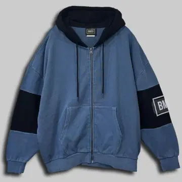 BMSG 투톤 지퍼 후드티 BLUE BASIC