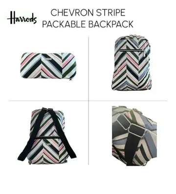 [Harrods] 해롯 셰브런 스트라이프 접이식 백팩