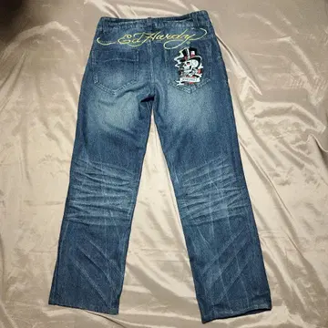 Ed Hardy ''Smokin BRAD "골드 로고 자수 데님 팬츠