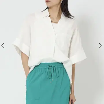 새상품 프렌치 린넨 스키퍼 5부 소매 셔츠
