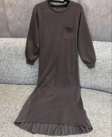 다크 브라운 긴팔 롱 원피스