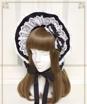 토션 레이스 풀 보닛 블랙 x 오프 화이트