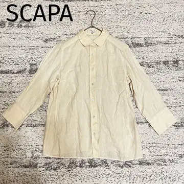 SCAPA [ 38 ] 린넨 크림색 블라우스 심플 레이어드