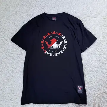 FUBU 후부 빅 로고 티셔츠 빅 로고 러버 프린트 블랙 사이즈 L
