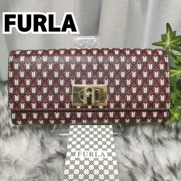 훌라 장지갑 올 패턴 하트 로고 FURLA 지갑 레드 빨흰블랙 금장 장식