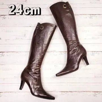 EIZO 에이조 롱 부츠 가죽 버클 브라운 브라운 24cm