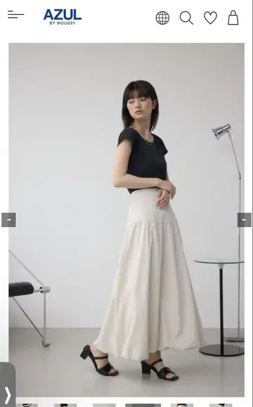 AZUL 아이보리 롱 스커트 개더 스커트