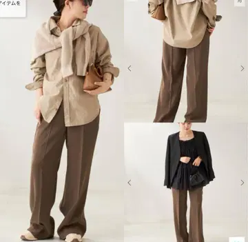 Plage 25SS 워셔블 스트레이트 팬츠 브라운 36