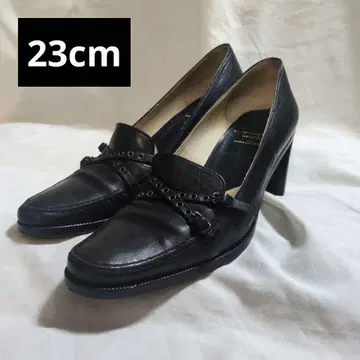 블랙 가죽 로퍼 스타일 힐 (라보키고시 웍스) 23cm